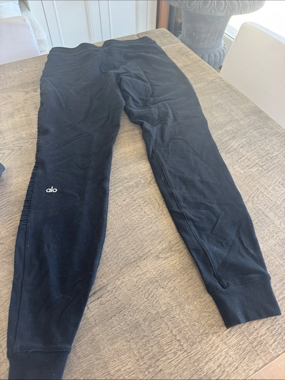 Alo Black Ribbed Panel Joggers